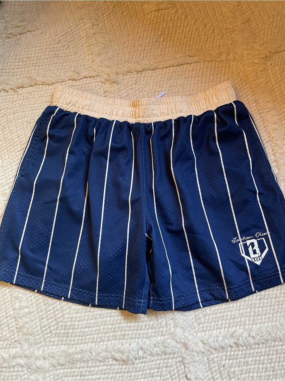 Baseball lifestyle 101 Jackson Olsen signature pinstripe shorts Savana bananas